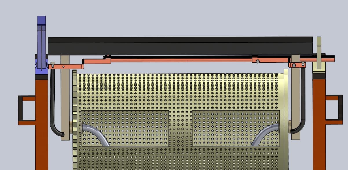 Redesigned copper plate extension installed on the barrel