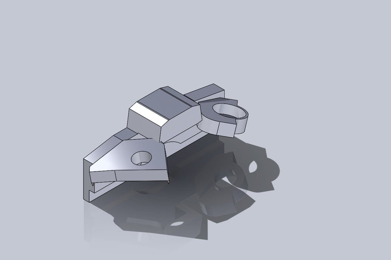 CAD render of the masking bracket insert, alternate angle